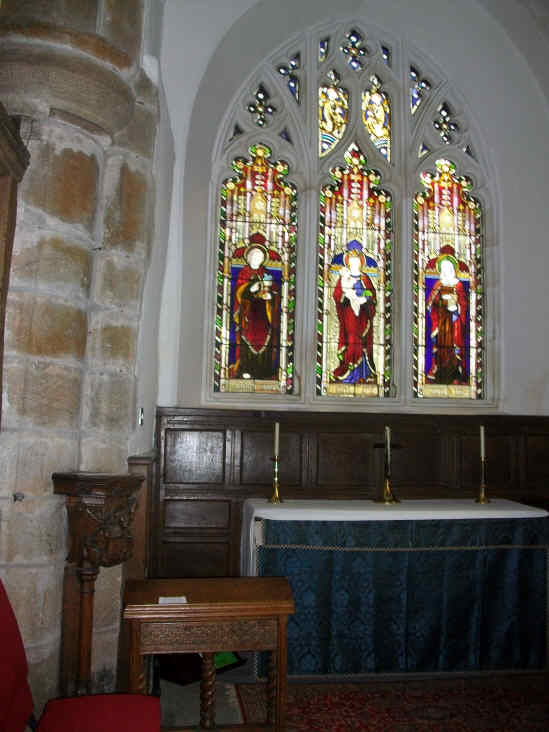 Whaaley Church, The Lady Chapel with stained glass window by Edward Burne - Jones